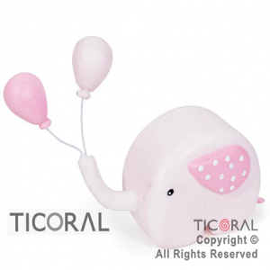 ADORNO ELEFANTE CON GLOBOS BEBE ROSA A.PORC x 1